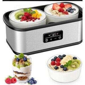 Yogurt Maker with Two Containers, Machine with Adjustable Temperature